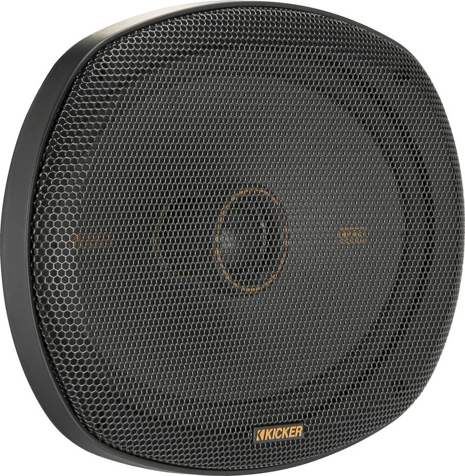Black oval speaker with honeycomb grille design.