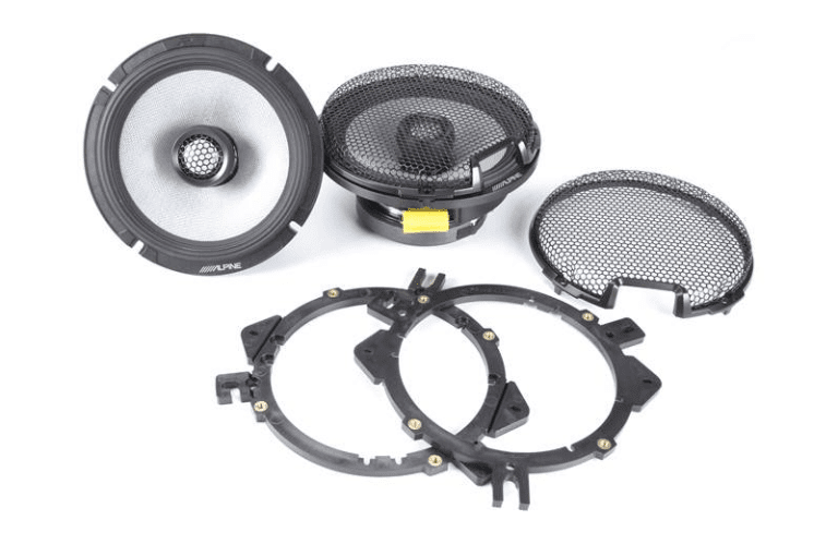 Car speaker components with protective grilles.