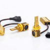 Gold LED headlight bulbs with cables